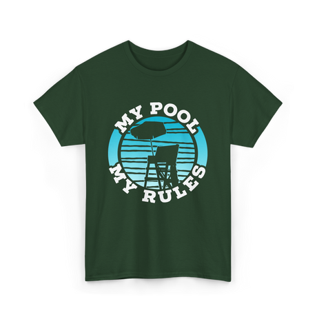 My Pool My Rules Swimming T-Shirt - Forest Green