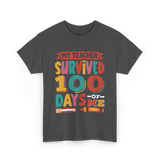 My Teacher Survived 100 Days Kids School T-Shirt - Dark Heather