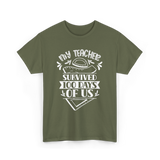 My Teacher Survived 100 Days School T-Shirt - Military Green