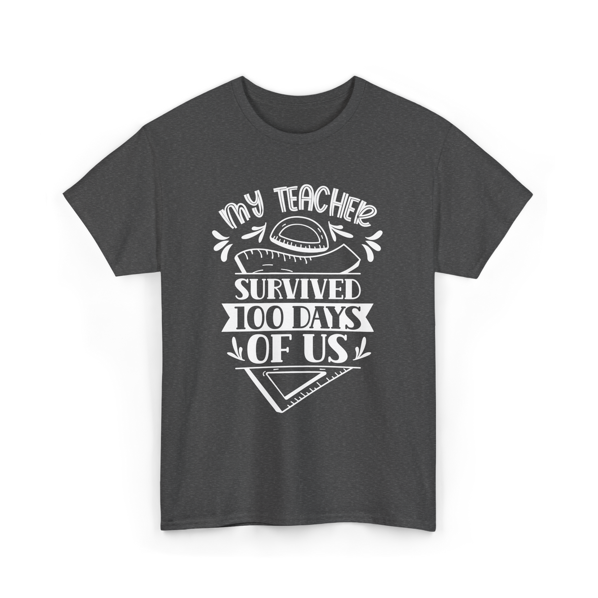 My Teacher Survived 100 Days School T-Shirt - Dark Heather