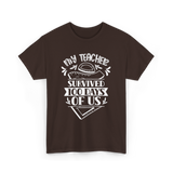 My Teacher Survived 100 Days School T-Shirt - Dark Chocolate