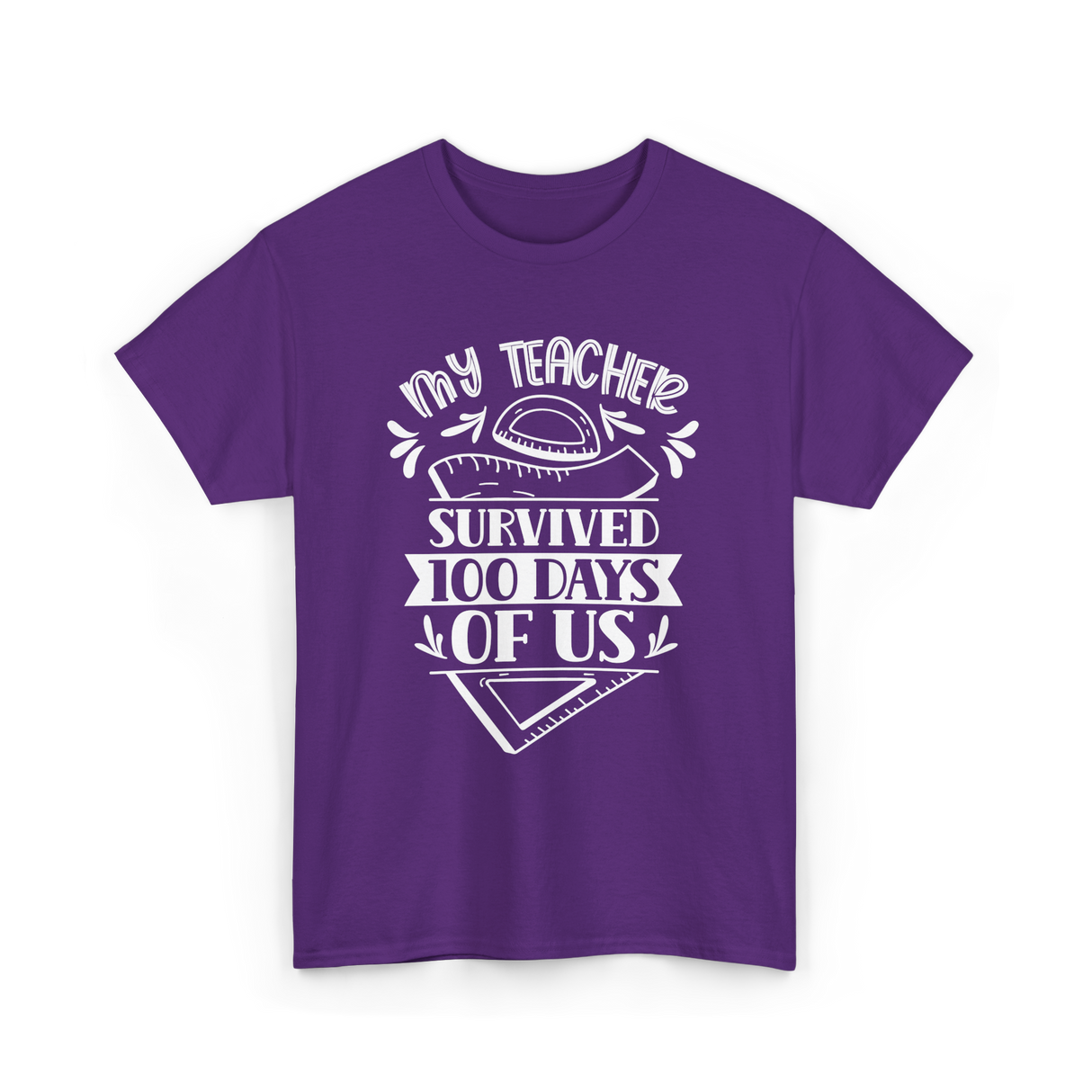 My Teacher Survived 100 Days School T-Shirt - Purple