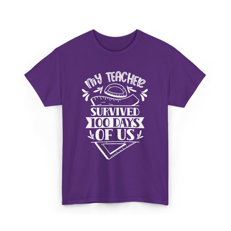 My Teacher Survived 100 Days School T-Shirt - Purple