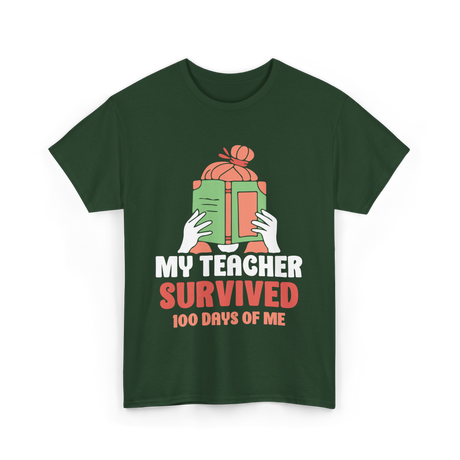 My Teacher Survived Kids School T-Shirt - Forest Green