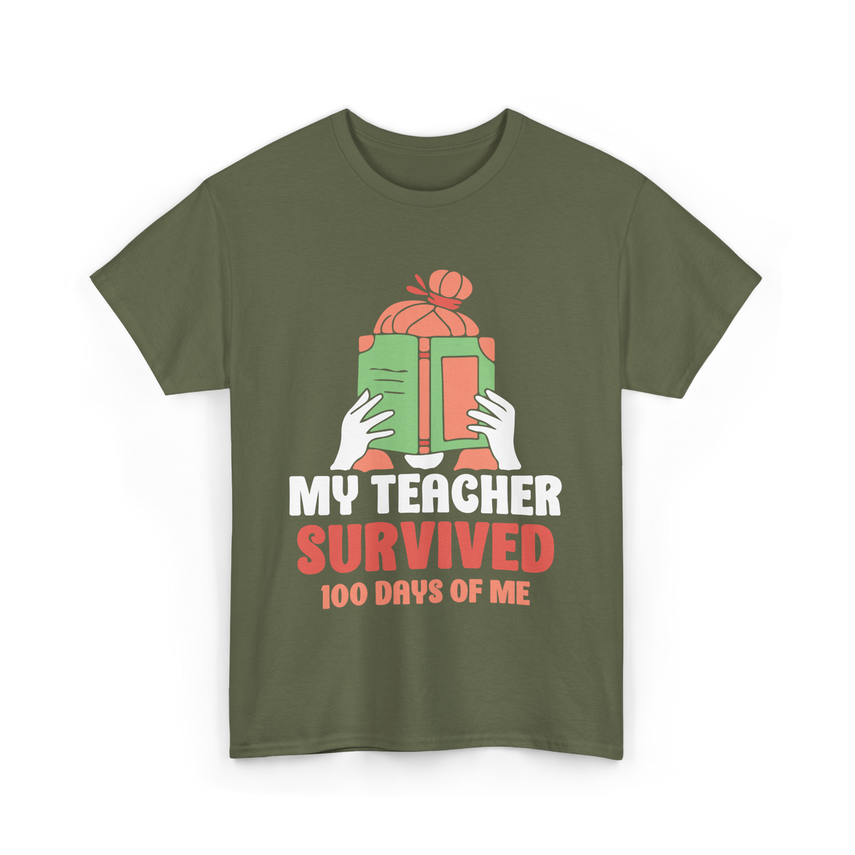 My Teacher Survived Kids School T-Shirt - Military Green