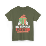 My Teacher Survived Kids School T-Shirt - Military Green