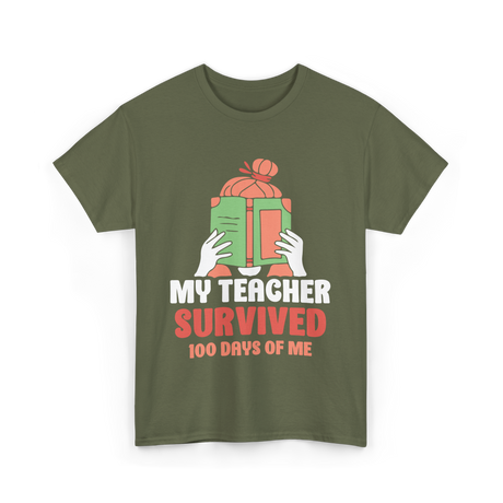 My Teacher Survived Kids School T-Shirt - Military Green