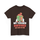 My Teacher Survived Kids School T-Shirt - Dark Chocolate