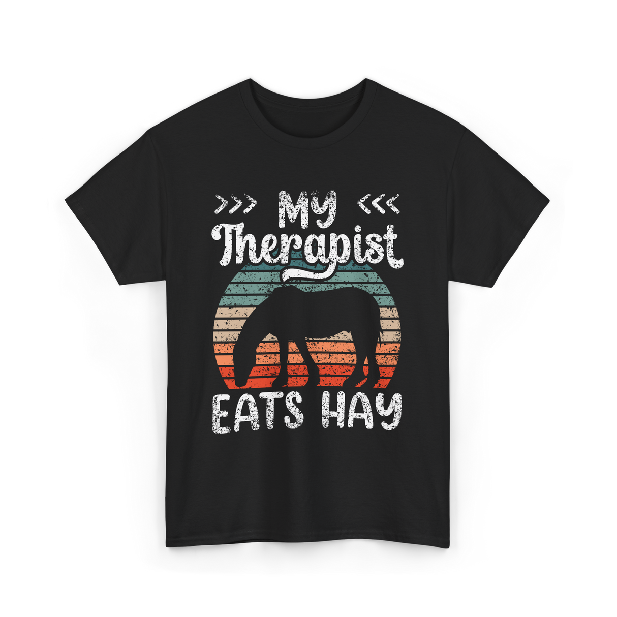 My Therapist Eats Hay Equestrian T-Shirt - Black