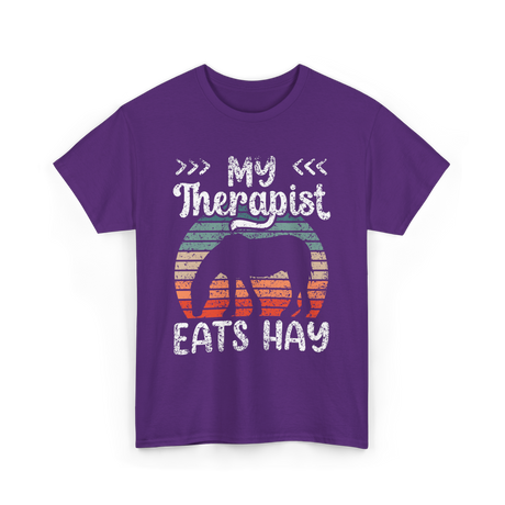 My Therapist Eats Hay Equestrian T-Shirt - Purple