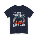 My Therapist Eats Hay Equestrian T-Shirt - Navy