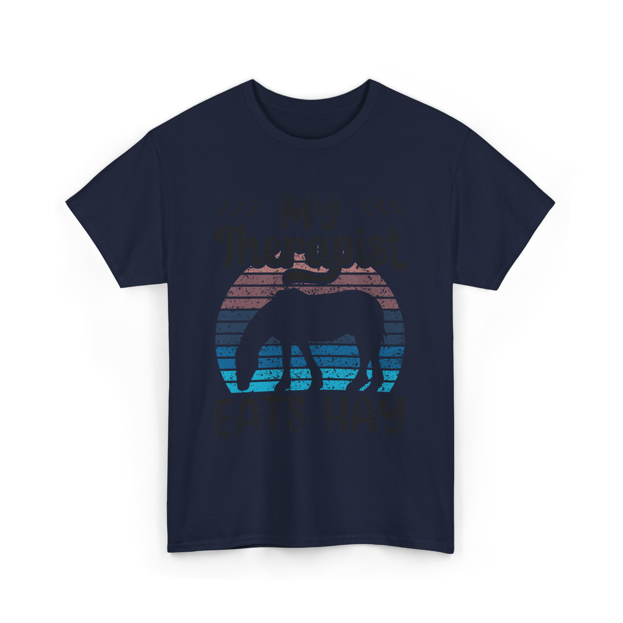 My Therapist Eats Hay Horse Rider T-Shirt - Navy