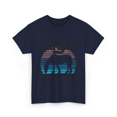 My Therapist Eats Hay Horse Rider T-Shirt - Navy