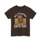 My Therapist Eats Hay Horse Rider T-Shirt - Dark Chocolate