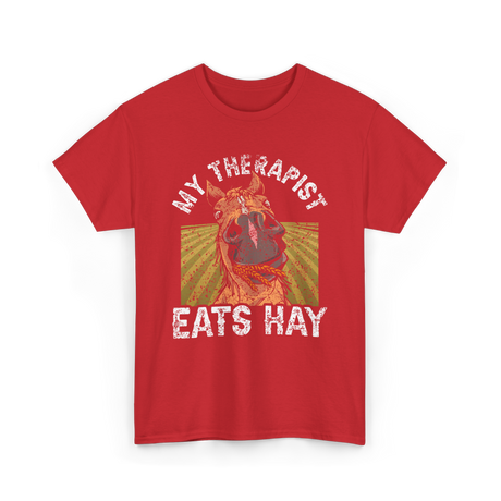 My Therapist Eats Hay Horse Rider T-Shirt - Red