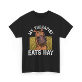 My Therapist Eats Hay Horse Rider T-Shirt - Black