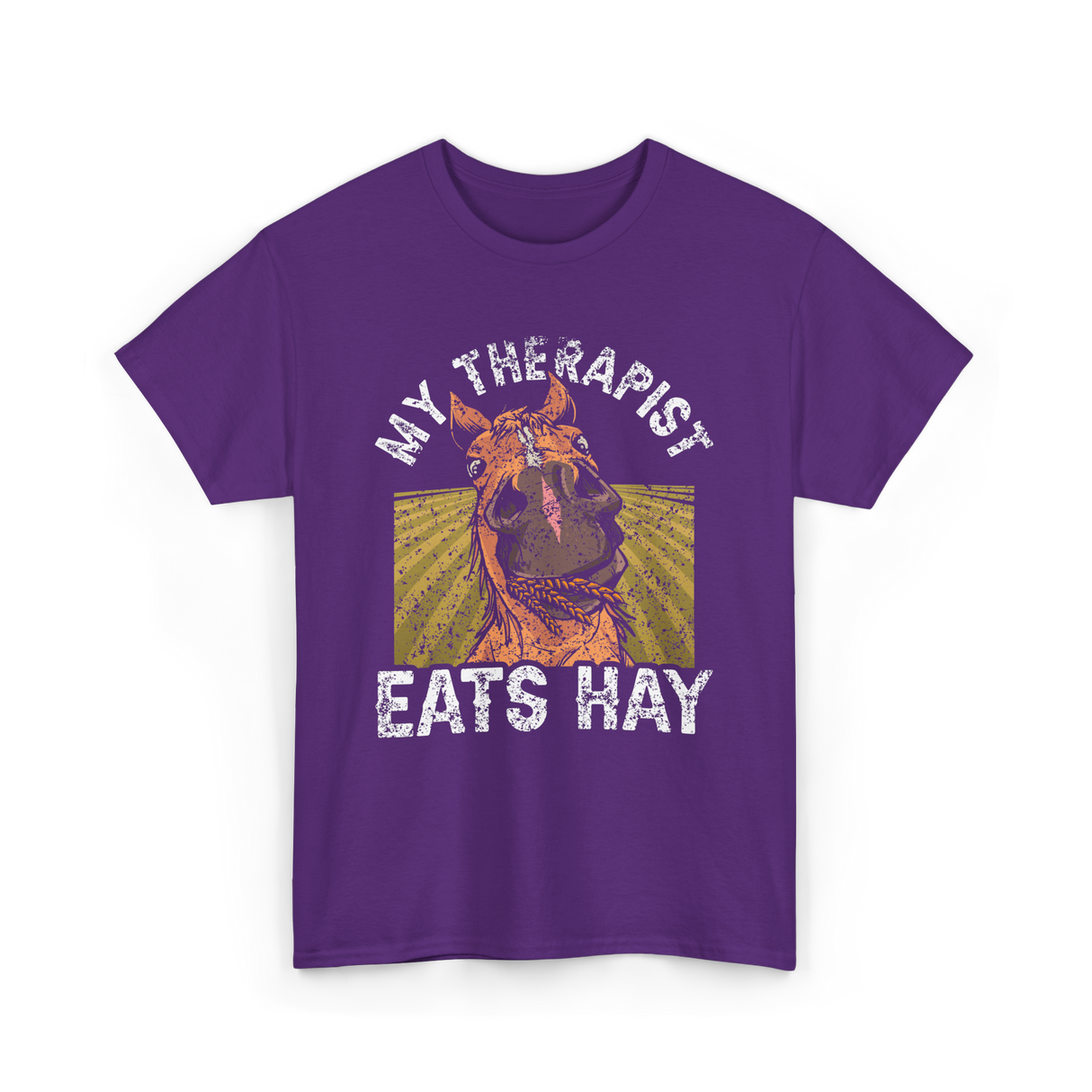 My Therapist Eats Hay Horse Rider T-Shirt - Purple