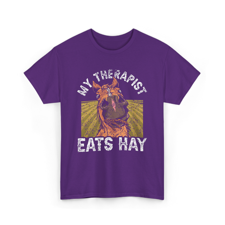 My Therapist Eats Hay Horse Rider T-Shirt - Purple