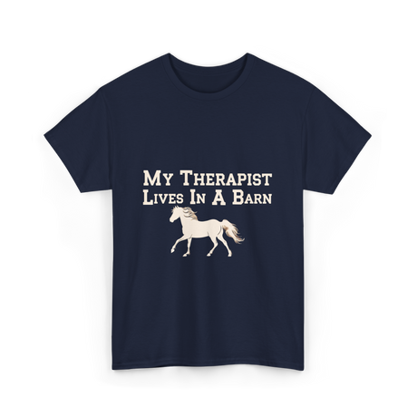 My Therapist Lives Horse Barn T-Shirt - Navy