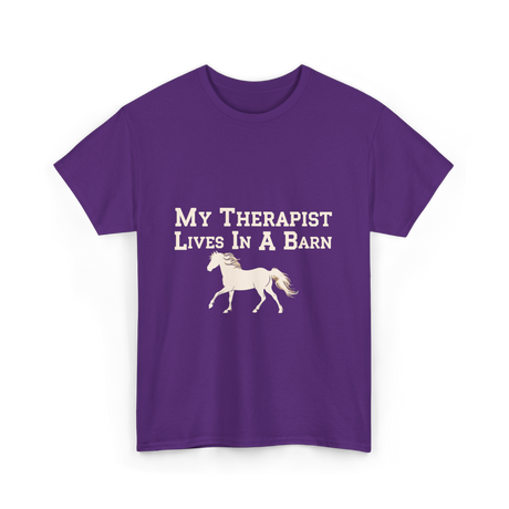 My Therapist Lives Horse Barn T-Shirt - Purple
