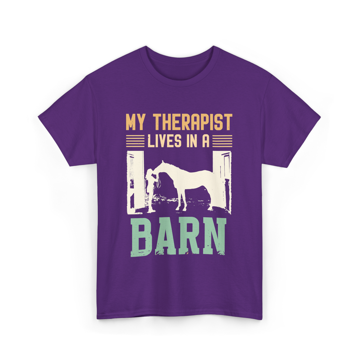 My Therapist Lives In A Barn Horse T-Shirt - Purple