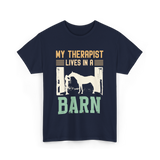 My Therapist Lives In A Barn Horse T-Shirt - Navy