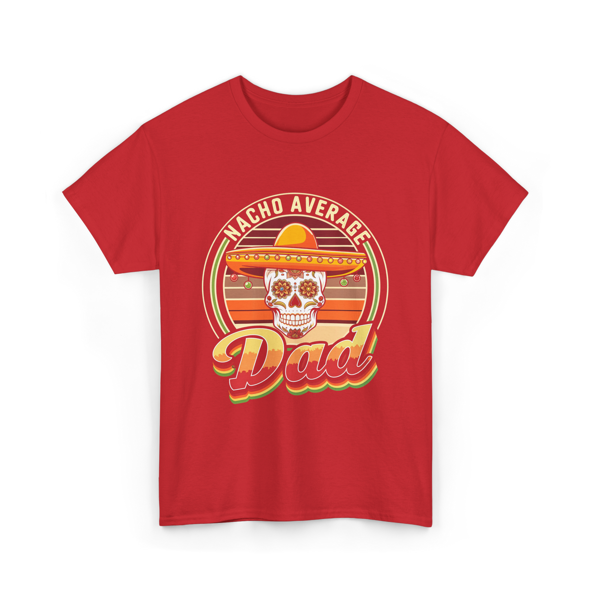 Nacho Average Dad Skull T-Shirt - Red