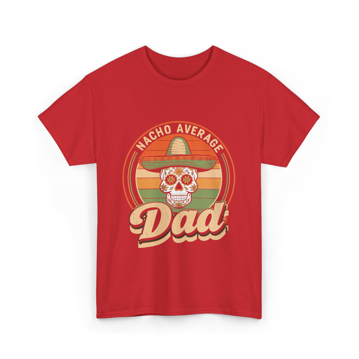 Nacho Average Dad Skull T-Shirt - Red