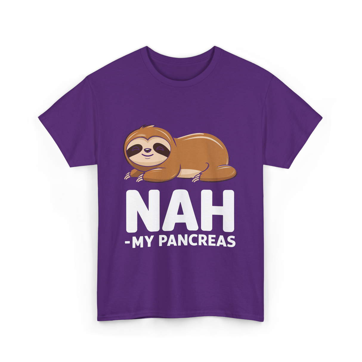 Nah My Pancreas Sloth Diabetes T-Shirt - Purple