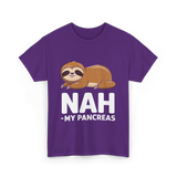 Nah My Pancreas Sloth Diabetes T-Shirt - Purple