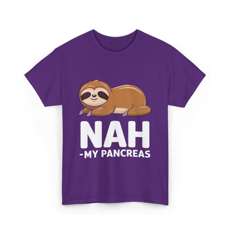 Nah My Pancreas Sloth Diabetes T-Shirt - Purple