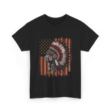 Native American Headdress Patriotism Chief T-Shirt - Black