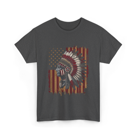 Native American Headdress Patriotism Chief T-Shirt - Dark Heather