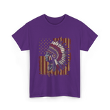 Native American Headdress Patriotism Chief T-Shirt - Purple