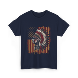 Native American Headdress Patriotism Chief T-Shirt - Navy