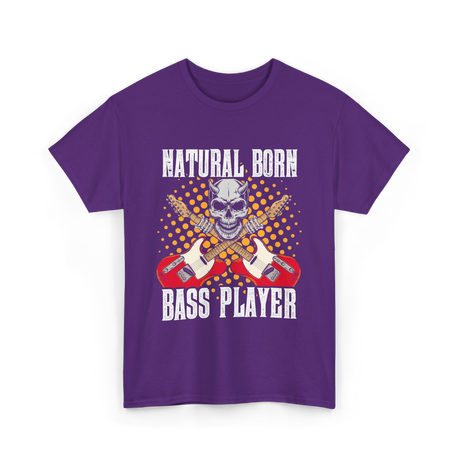 Natural Born Bass Player Music T-Shirt - Purple