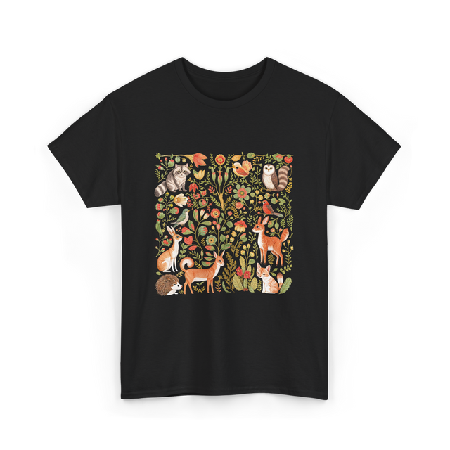 Nature Lover Forest Animals T-Shirt - Black