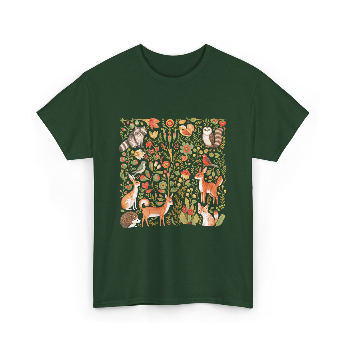 Nature Lover Forest Animals T-Shirt - Forest Green