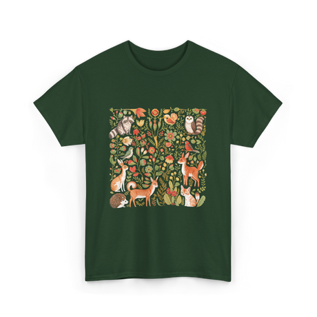 Nature Lover Forest Animals T-Shirt - Forest Green