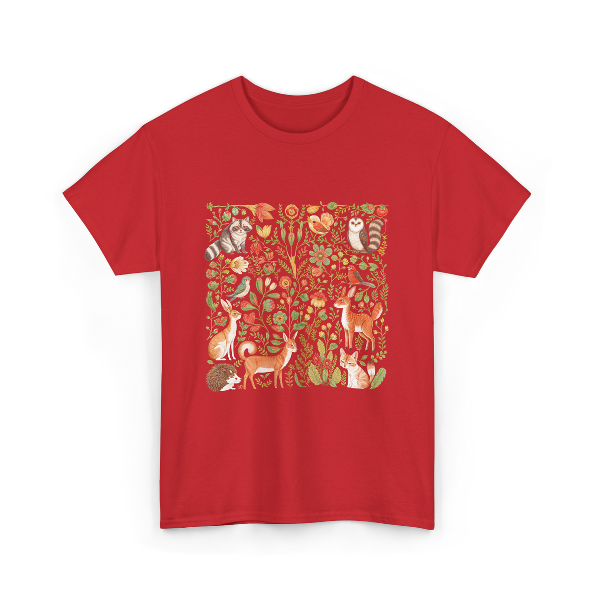 Nature Lover Forest Animals T-Shirt - Red