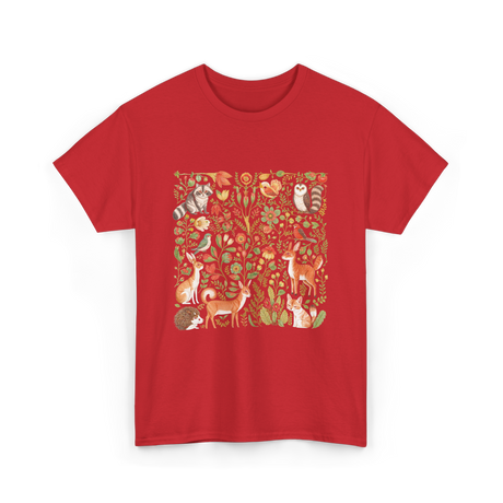 Nature Lover Forest Animals T-Shirt - Red