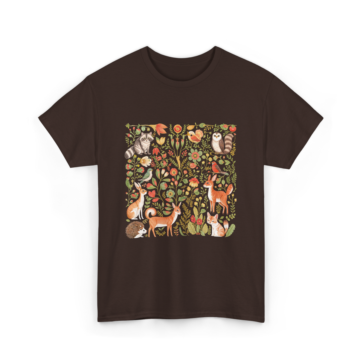 Nature Lover Forest Animals T-Shirt - Dark Chocolate