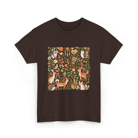 Nature Lover Forest Animals T-Shirt - Dark Chocolate