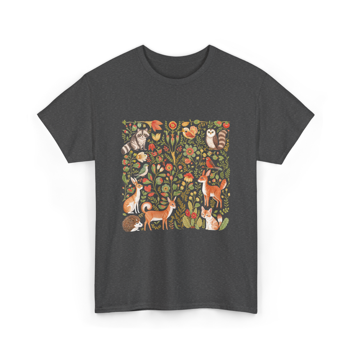 Nature Lover Forest Animals T-Shirt - Dark Heather