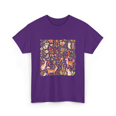 Nature Lover Forest Animals T-Shirt - Purple