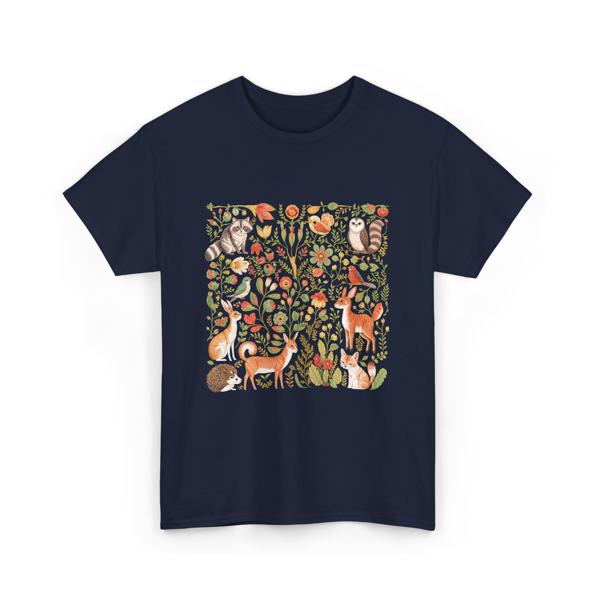 Nature Lover Forest Animals T-Shirt - Navy