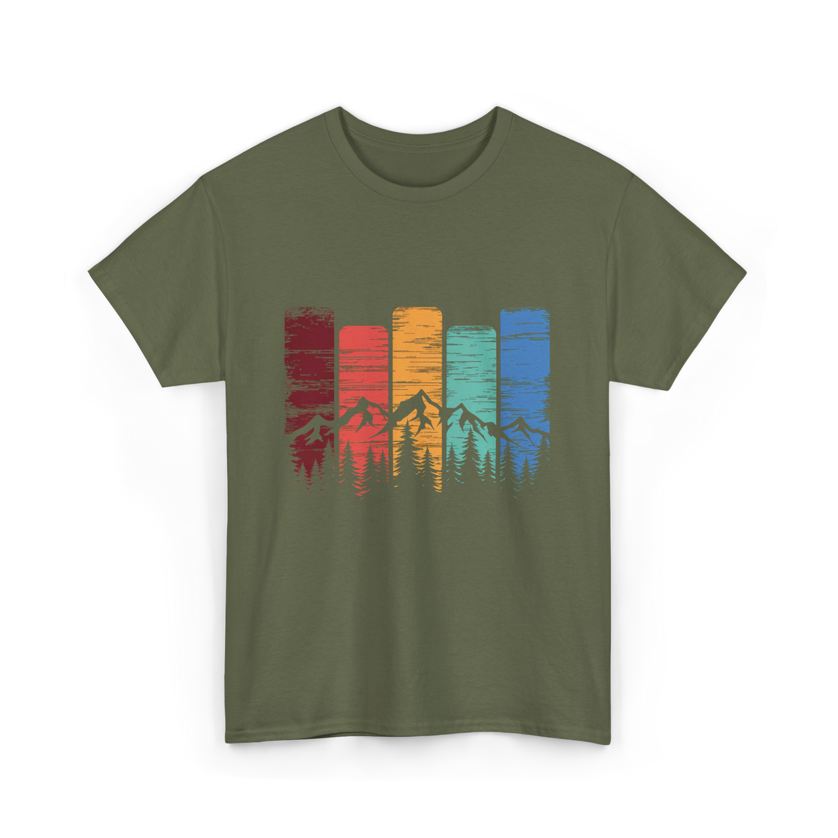 Nature Mountains Hiking Outdoors T-Shirt - Military Green