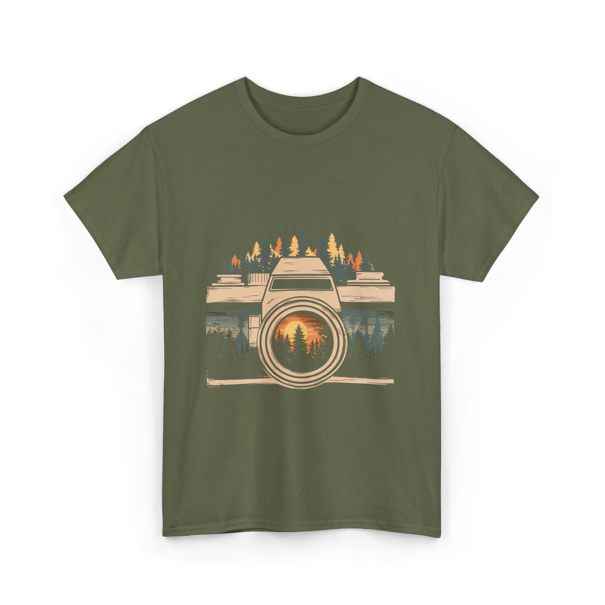 Nature Photography Camera T-Shirt - Military Green