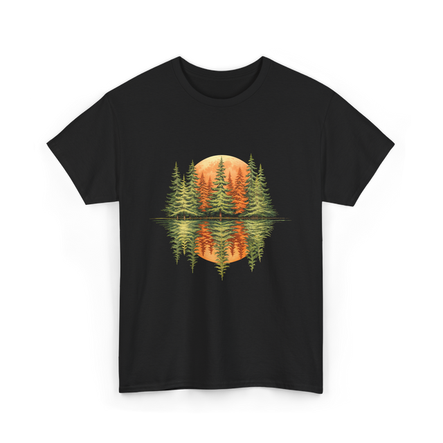 Nature Reflection Trees Forest T-Shirt - Black