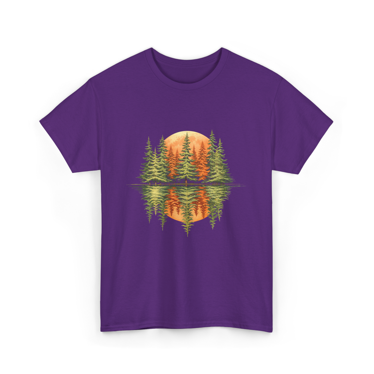 Nature Reflection Trees Forest T-Shirt - Purple